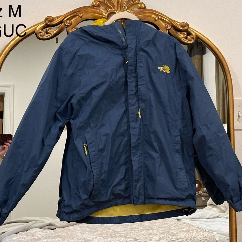 The North Face Blue Rain Coat Jacket zip up